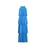 Ro&Zo Savannah Blue Chiffon Tiered Maxi Dress