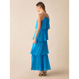 Ro&Zo Savannah Blue Chiffon Tiered Maxi Dress