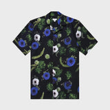 Sunspel Go Camp Collar Shirt Sea Moss Print Black