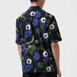 Sunspel Go Camp Collar Shirt Sea Moss Print Black