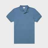 Sunspel Pique Polo Shirt Bluestone