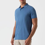 Sunspel Pique Polo Shirt Bluestone