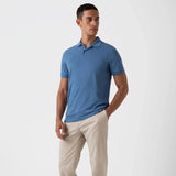 Sunspel Pique Polo Shirt Bluestone