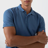 Sunspel Pique Polo Shirt Bluestone