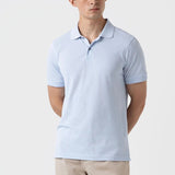 Sunspel Pique Polo Shirt Pastel Blue