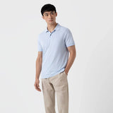 Sunspel Pique Polo Shirt Pastel Blue