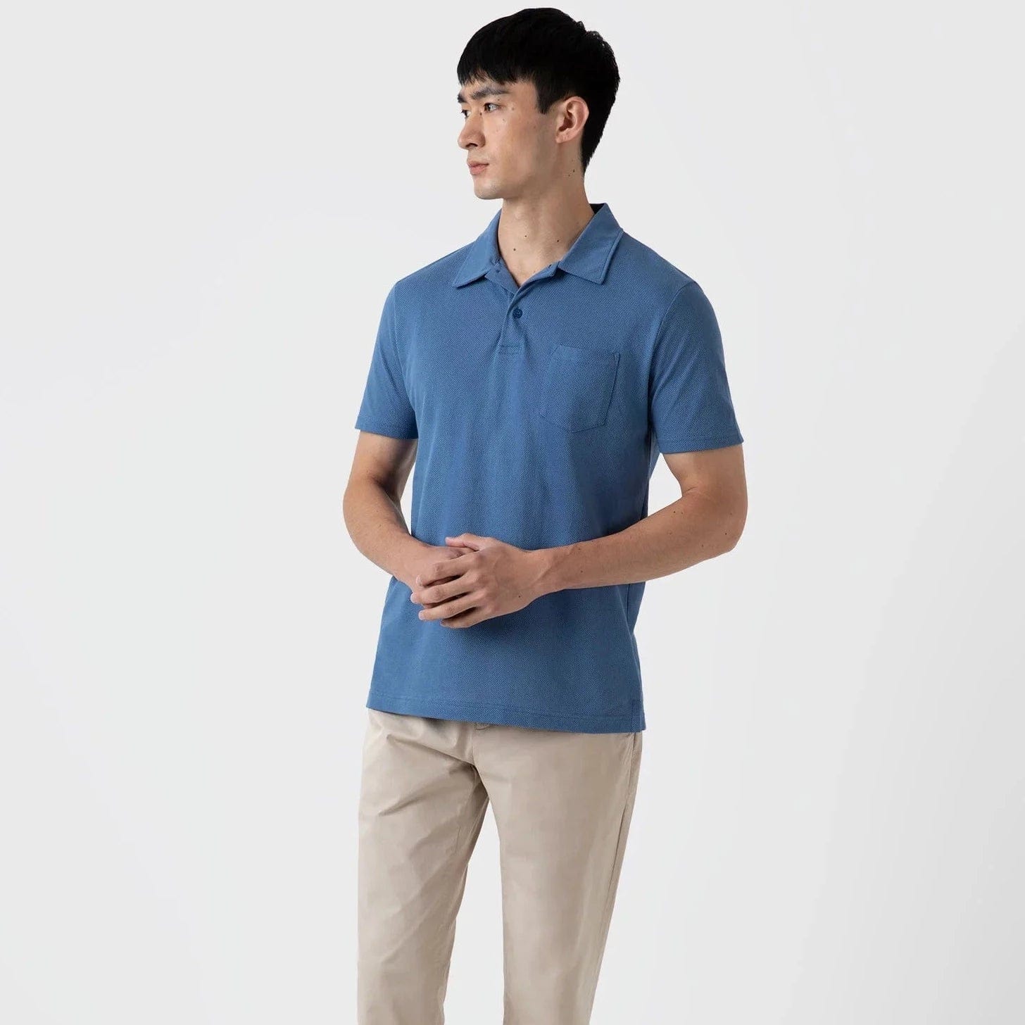 Sunspel Riviera Polo Shirt Bluestone