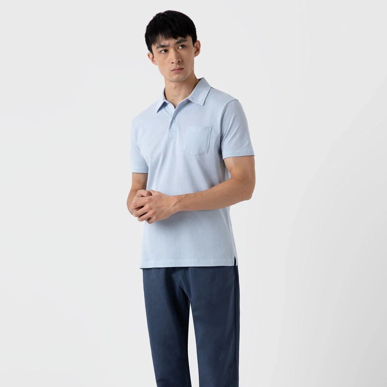 Sunspel Riviera Polo Shirt Pastel Blue