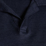 Ted Baker Flinpo Linen Revere Collar Polo Shirt in Navy