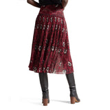 Ted Baker Ariello Corrugated Dropped Waist Midi Skirt In Red Print