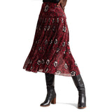 Ted Baker Ariello Corrugated Dropped Waist Midi Skirt In Red Print