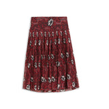 Ted Baker Ariello Corrugated Dropped Waist Midi Skirt In Red Print