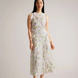 Ted Baker Calinia Sleeveless Waterfall Ruffle Midi Dress