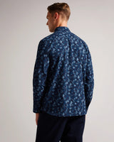 Ted Baker Dorman Long Sleeve Blurred Camo Print Shirt Navy