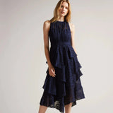 Ted Baker Floryah Embroidered Midi Dress With Tiered Skirt