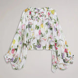 Ted Baker Hewette Printed Blouse With Functional Waist Tie White