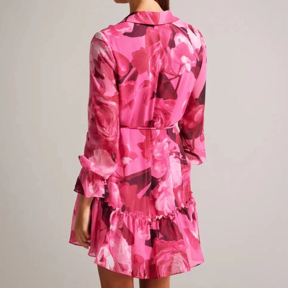 Ted Baker Jjojjo Floral Ruffled Mini Dress in Pink