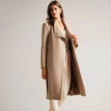 Ted Baker Rose Midi Wool Wrap Coat In Camel