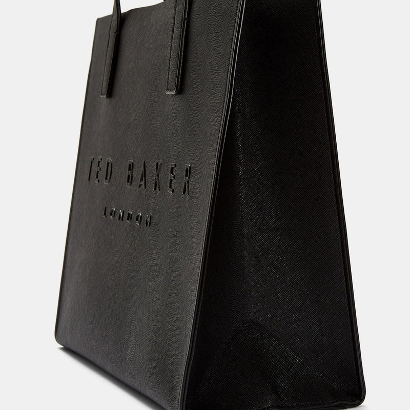 Ted Baker Large Crosshatch Leather Shopper Bag in Black