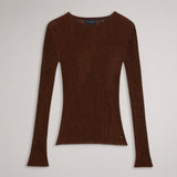 Ted Baker Sherriy Metallic Long Sleeve Top Brown