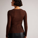 Ted Baker Sherriy Metallic Long Sleeve Top Brown