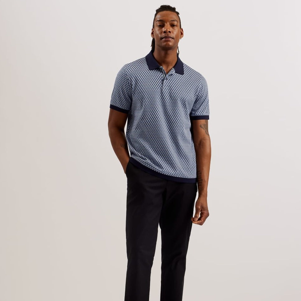 Ted Baker Skelt Jacquard Geometric Cotton Polo Shirt