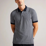 Ted Baker Taigaa Short Sleeve Regular Striped Panelled Polo Navy