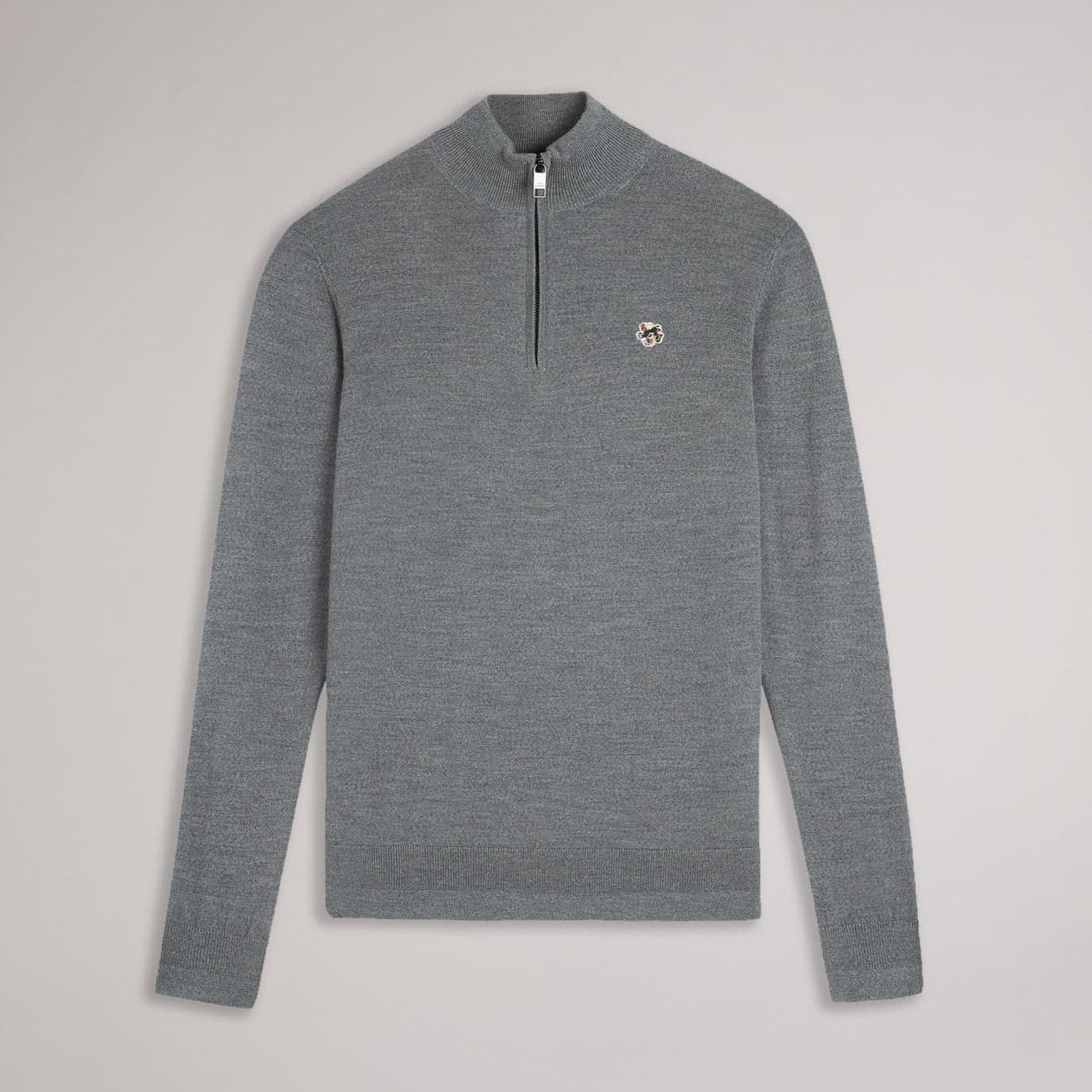 Ted Baker Tooting Merino Wool Half Zip Top Charcoal