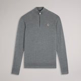 Ted Baker Tooting Merino Wool Half Zip Top Charcoal