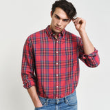 GANT Relaxed Fit Tartan Checked Shirt In Ruby Red