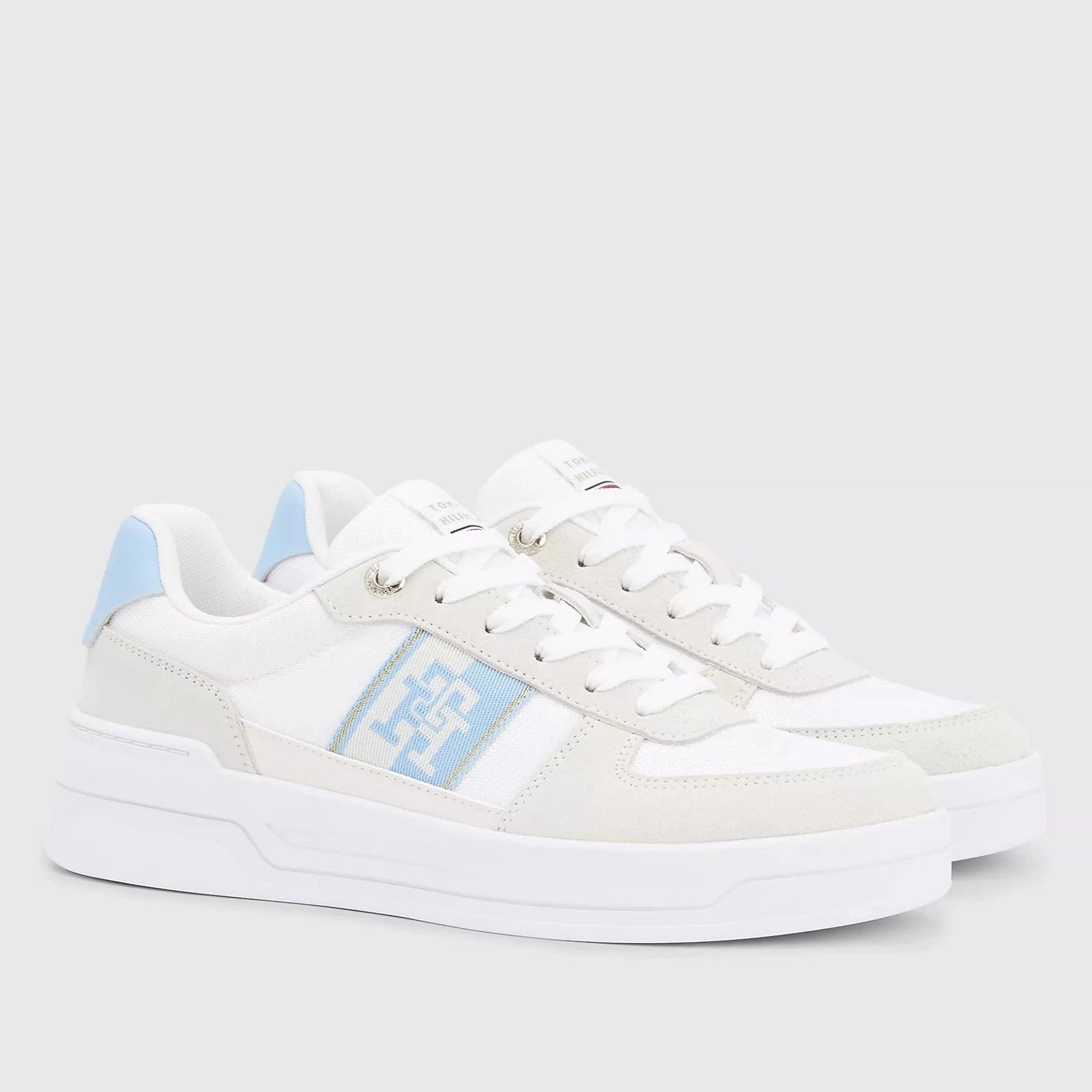 Tommy Hilfiger Leather Lace-Up Trainers in Vessel Blue