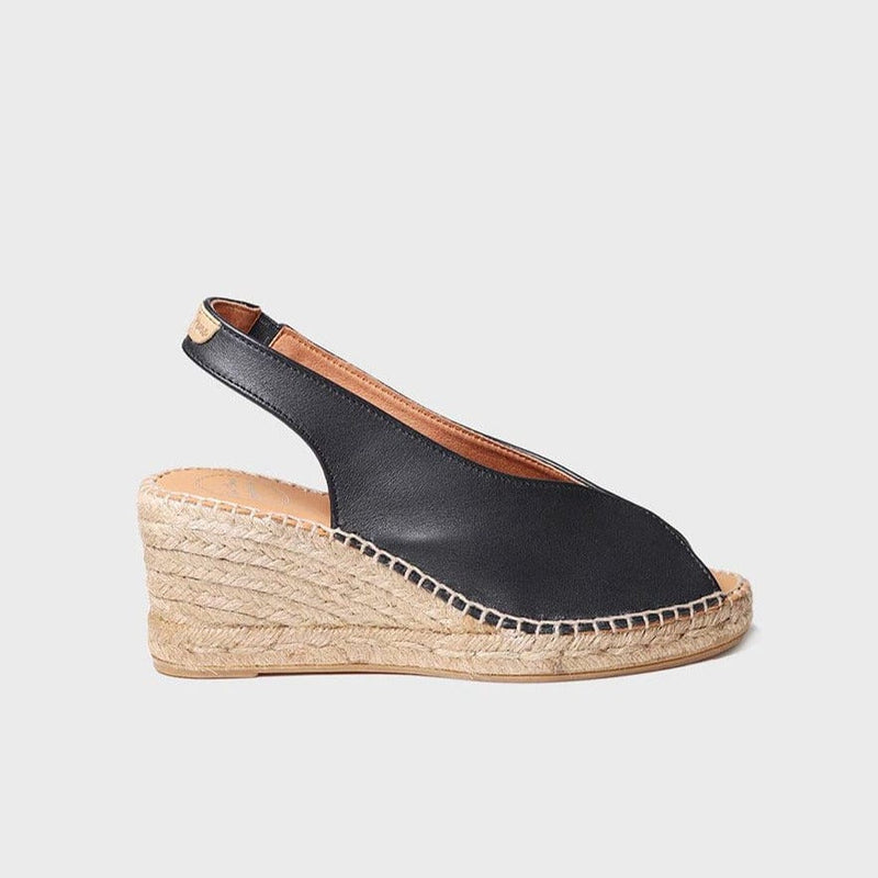 Black leather espadrille wedges hotsell