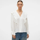 Vero Moda VMKAUSA Frill Blouse In Snow White