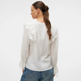 Vero Moda VMKAUSA Frill Blouse In Snow White