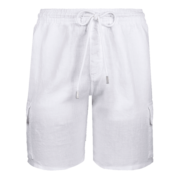 Vilbrequin Men Linen Bermuda Shorts Cargo Pockets White