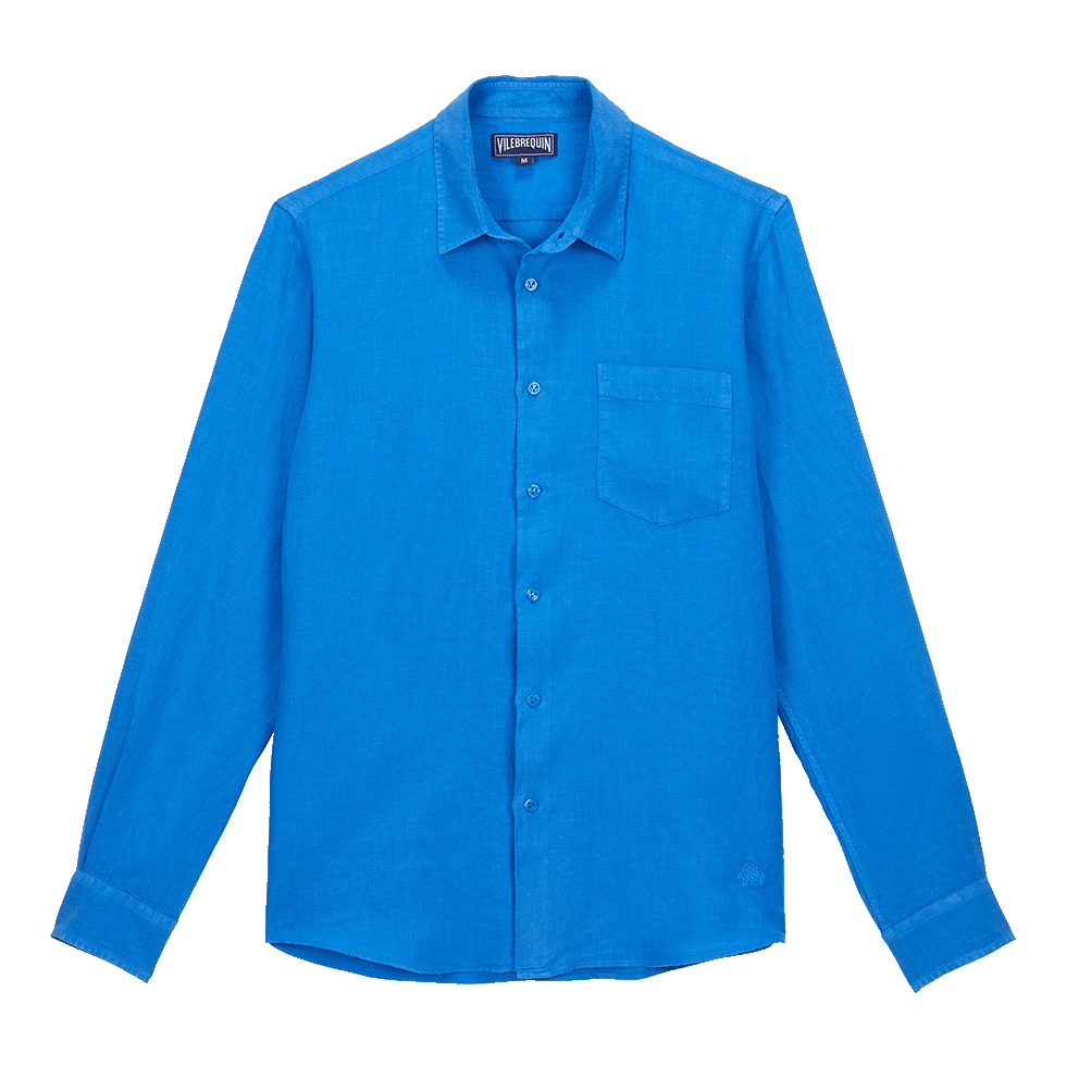 Vilbrequin Men Linen Shirt Solid Blue