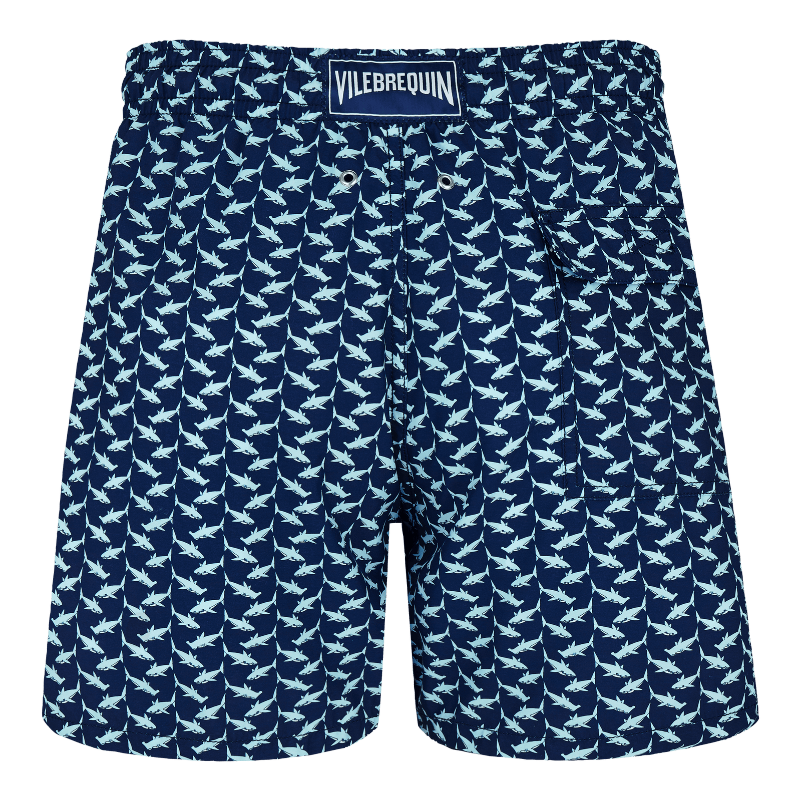 Vilebrequin Moorea Mini Shark Print Swim Shorts in Bleu Marine