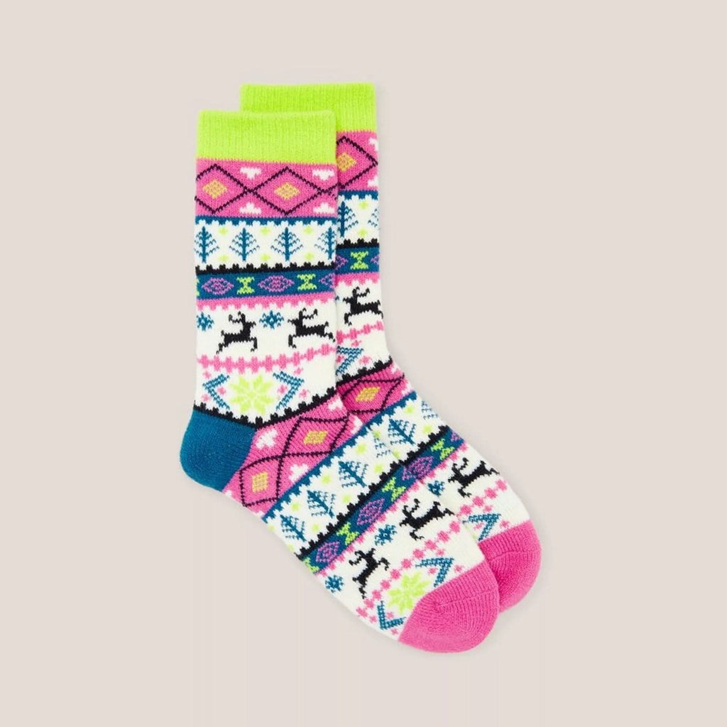 White Stuff Reindeer Fairisle Cabin Socks Pink – Elys Wimbledon