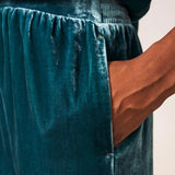 White Stuff Mia Velvet Tiered Skirt Mid Teal