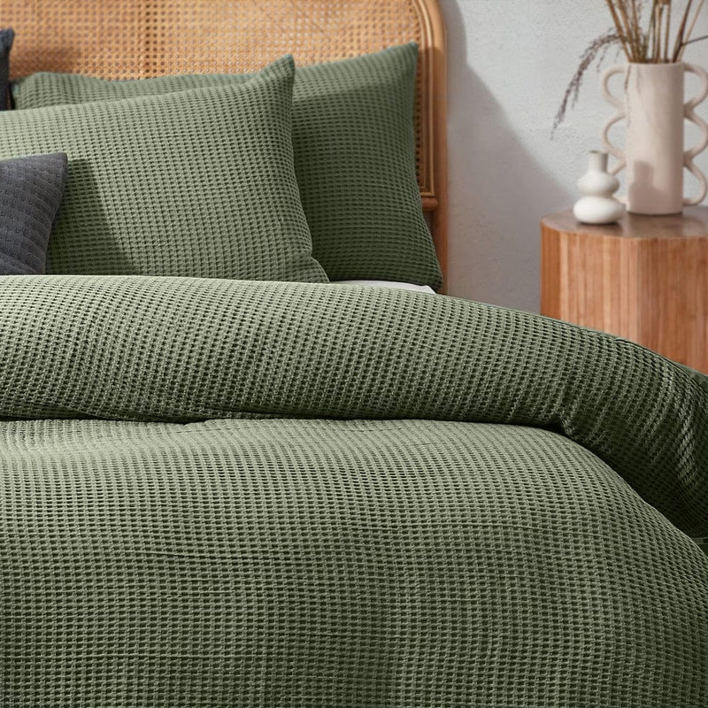 Hebden Green Mélange Stripe 100% Cotton Duvet Cover Set, Eucalyptus  Bedding