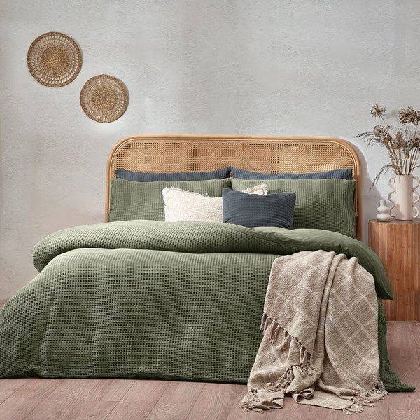 Yard Chunky Waffle Duvet Cover Set Eucalyptus